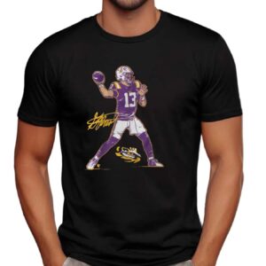 LSU Football Garrett Nussmeier Superstar Pose Signature T Shirt