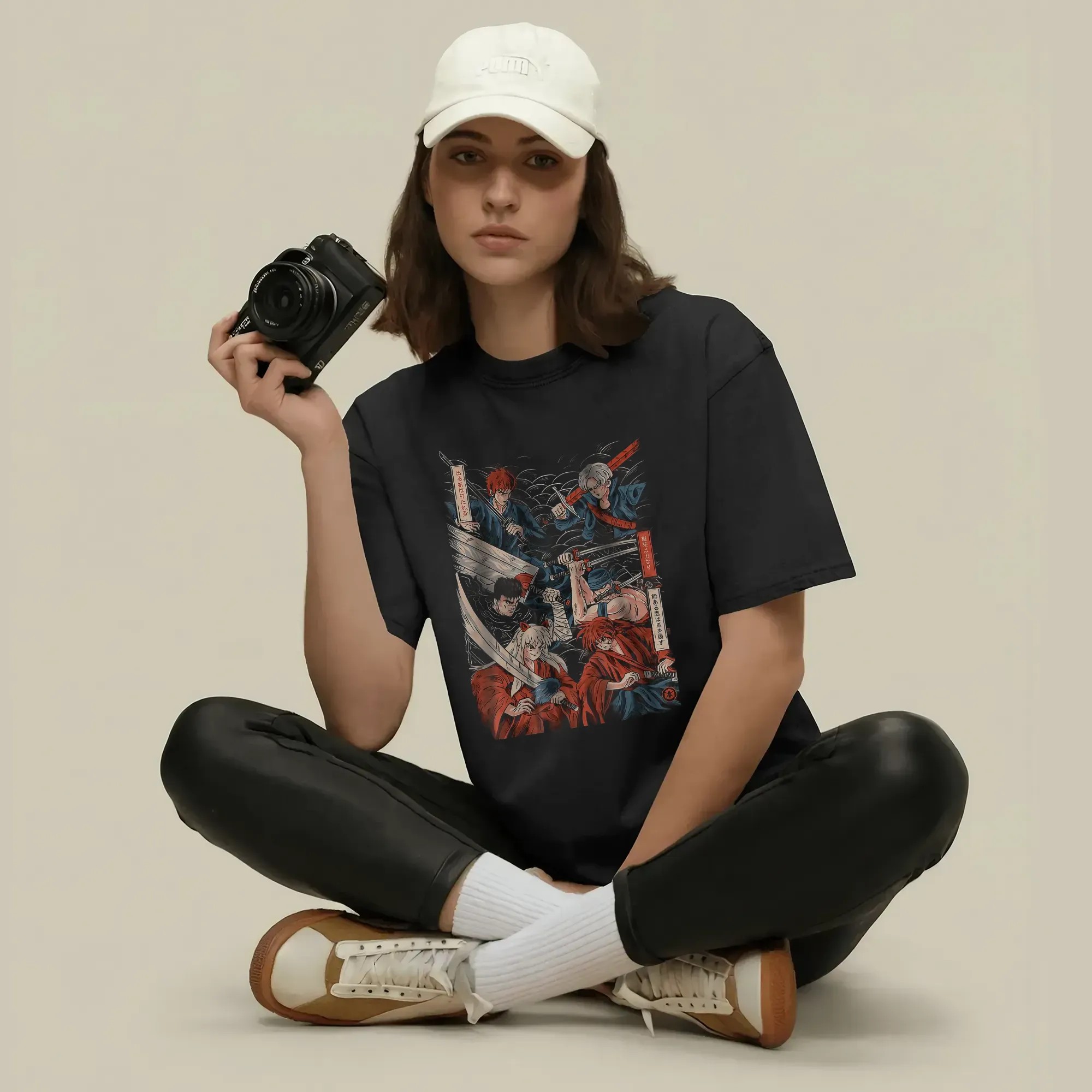 Anime Samurai Legends Ukiyo-e Crossover Inuyasha Guts Zoro Ichigo Trunks Kenshin T Shirt