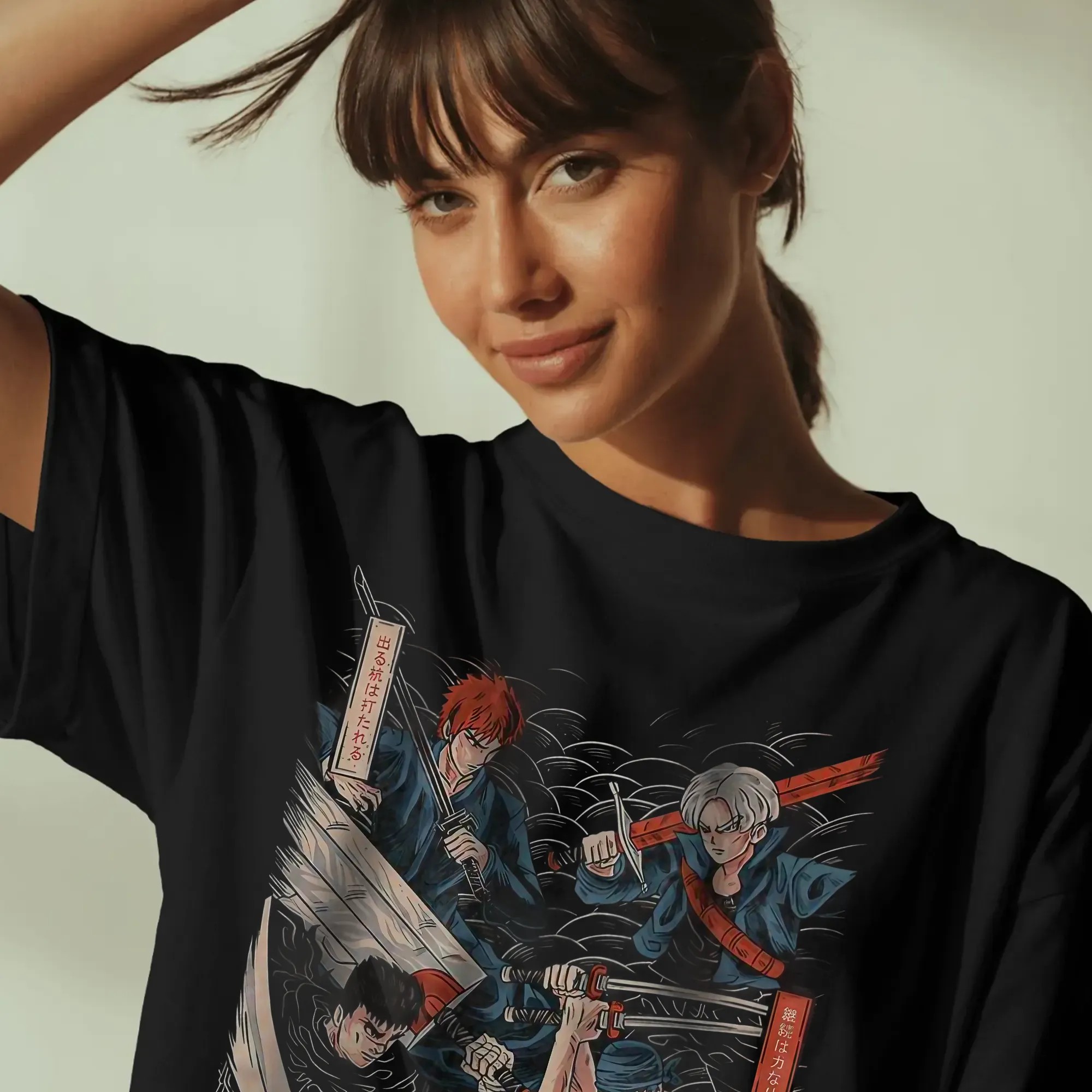 Anime Samurai Legends Ukiyo-e Crossover Inuyasha Guts Zoro Ichigo Trunks Kenshin T Shirt