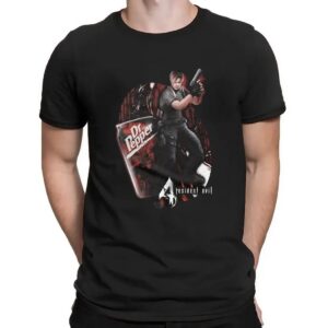 Resident Evil Leon Kennedy Dr Pepper Soft Drink Video Game Mashup T Shirt