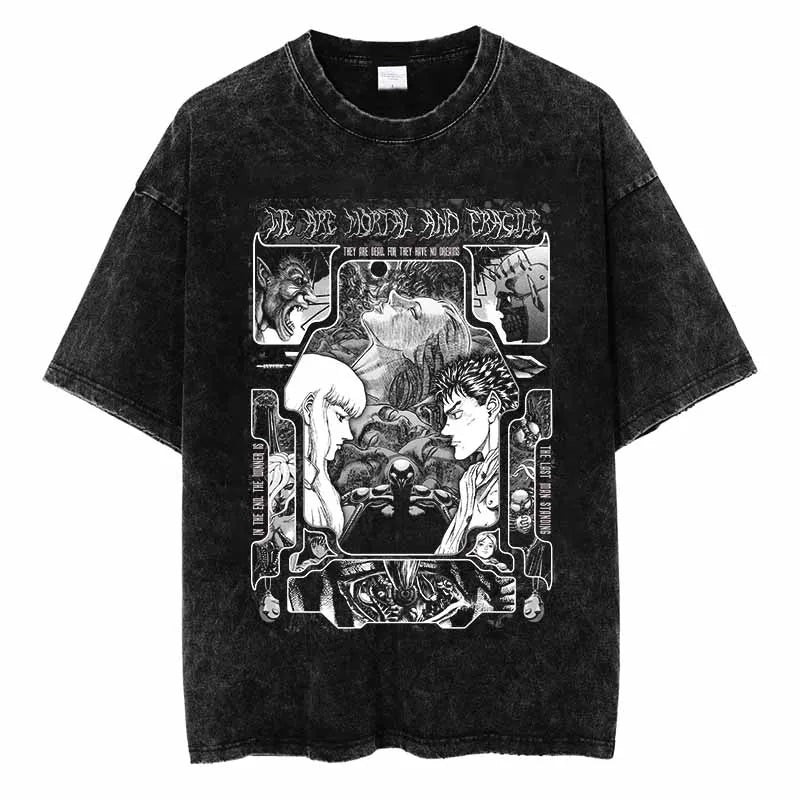Berserk Guts We Are Mortal And Fragile They Are Ideal For They Have No Desires Manga Panel Vintage T Shirt