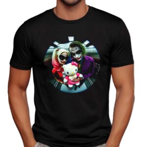 Harley Quinn X Joker X Hello Kitty Elevator Fisheye Lens T Shirt
