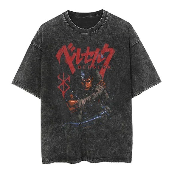 Dark Fantasy Berserk Guts Dragon Slayer Sword Vintage Anime T Shirt