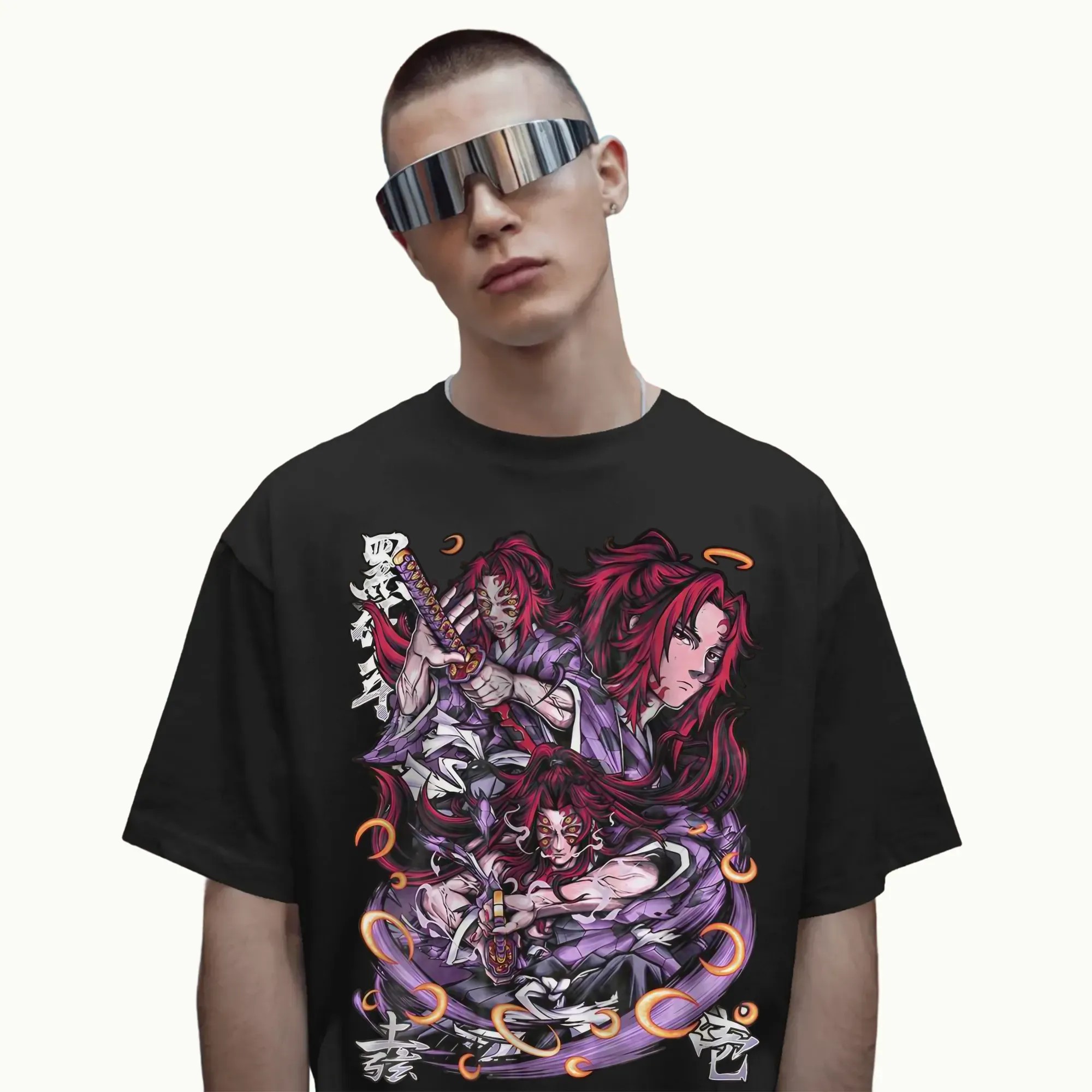 Demon Slayer Kokushibo Multi-Form Upper Moon One Battle Pose Anime Graphic T Shirt