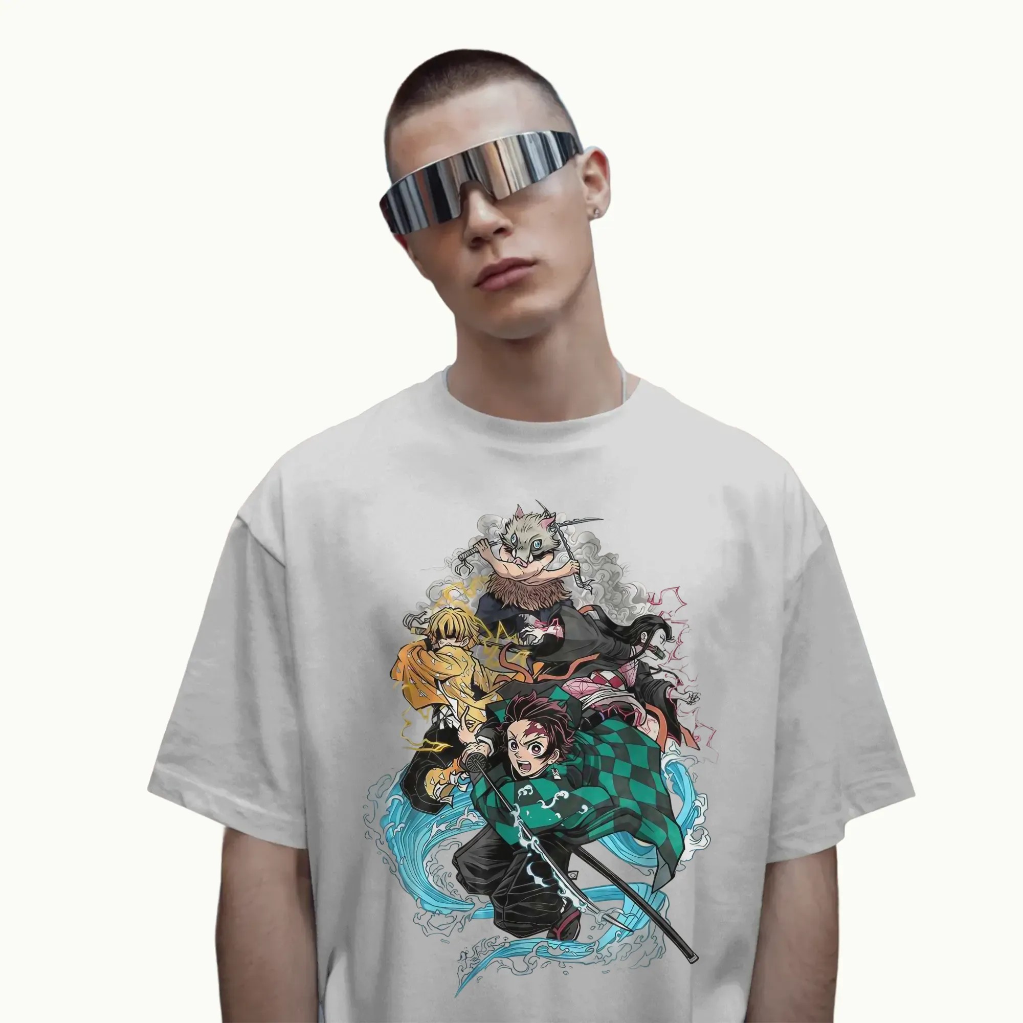 Demon Slayer Tanjiro, Nezuko, Zenitsu & Inosuke Team Anime Graphic T Shirt