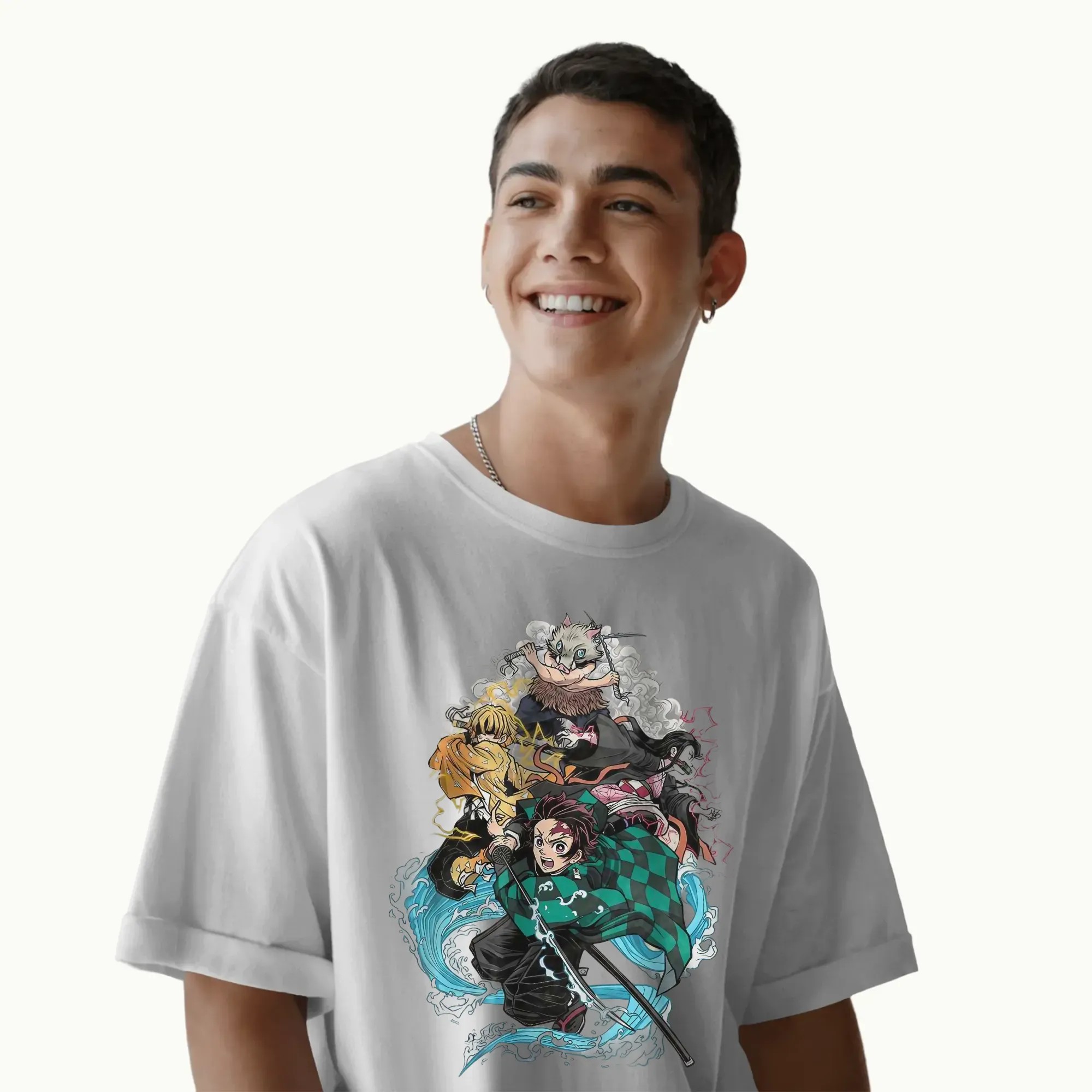 Demon Slayer Tanjiro, Nezuko, Zenitsu & Inosuke Team Anime Graphic T Shirt