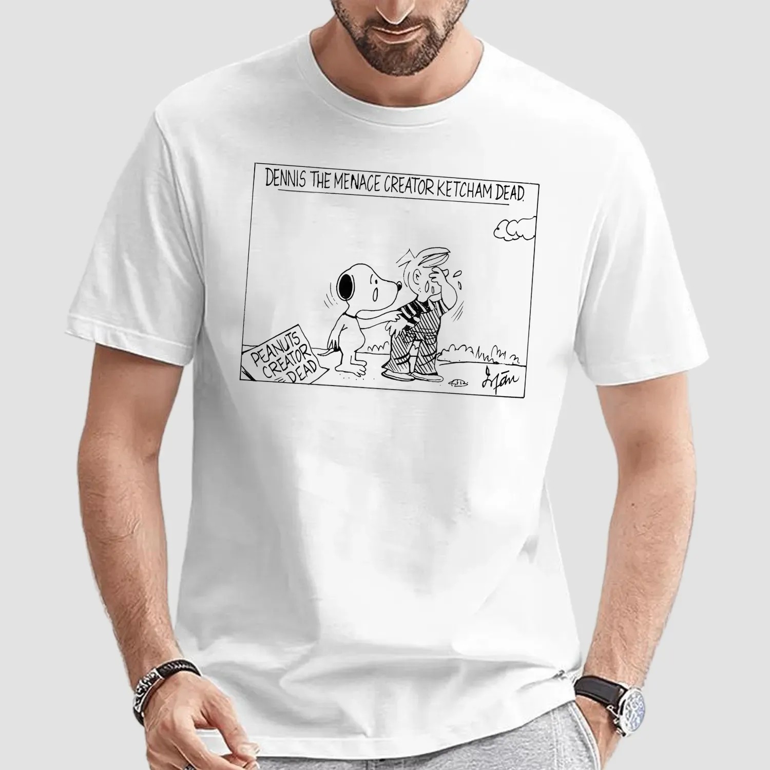 Dennis The Menace Creator Ketcham Dead Snoopy Peanuts T Shirt