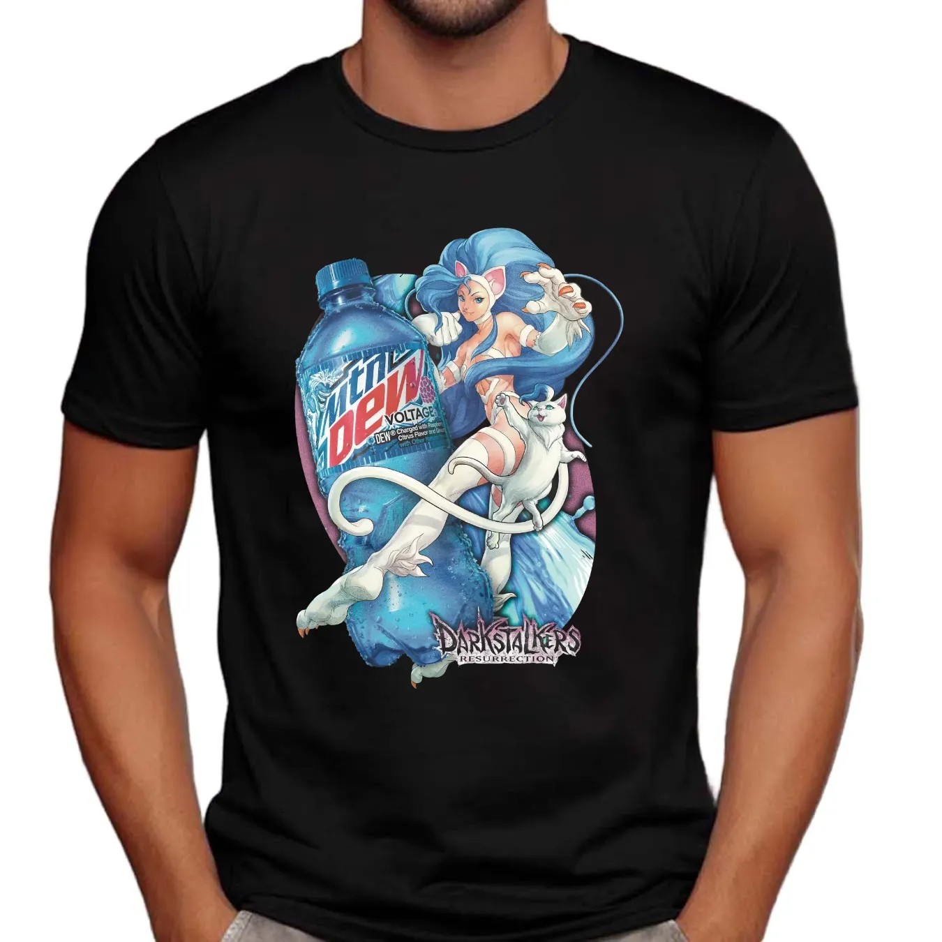 Felicia Capcom's Darkstalkers Resurrection Mountain Dew Voltage Mashup T Shirt