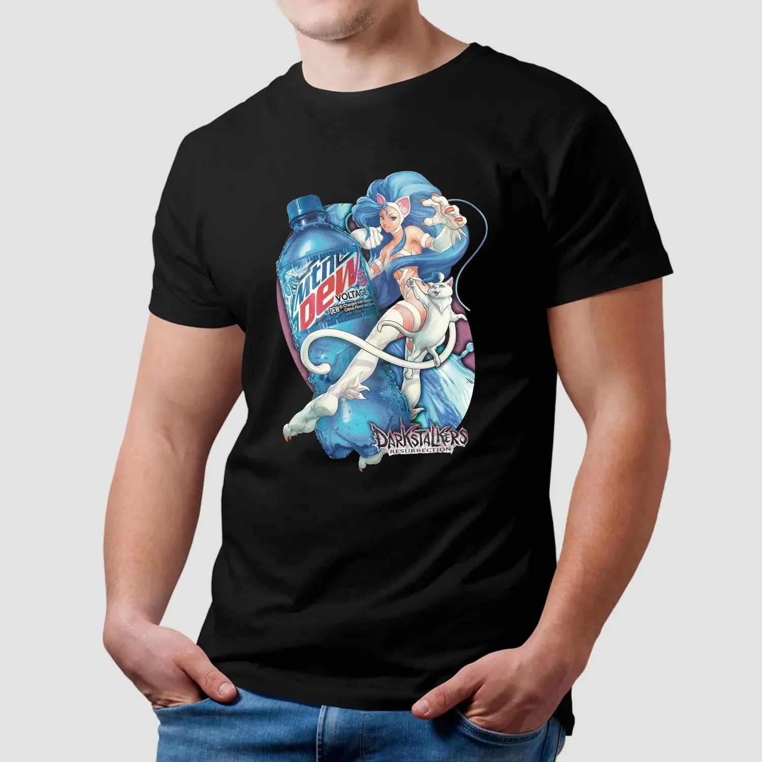 Felicia Capcom's Darkstalkers Resurrection Mountain Dew Voltage Mashup T Shirt