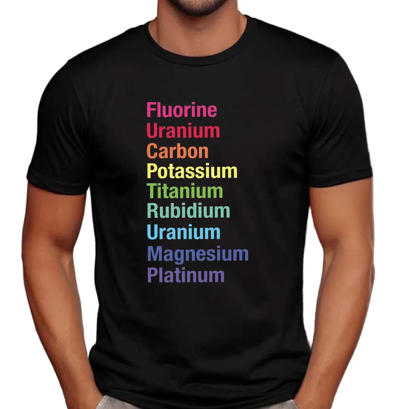 Fluorine Uranium Carbon Potassium Titanium Rubidium Uranium Magnesium Platinum T Shirt