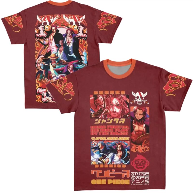 Four Emperors Akagami No Shankusu V3 One Piece Streetwear Extra Print T Shirt