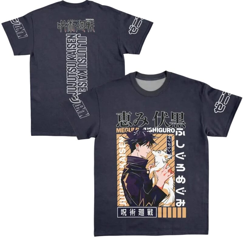 Fushiguro Megumi Jujutsu Kaisen Streetwear Extra Print - Large Print - Sleeve Print T Shirt