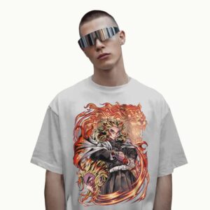 Rengoku Kyojuro Flame Hashira Fire Lion Dual Design Anime T Shirt