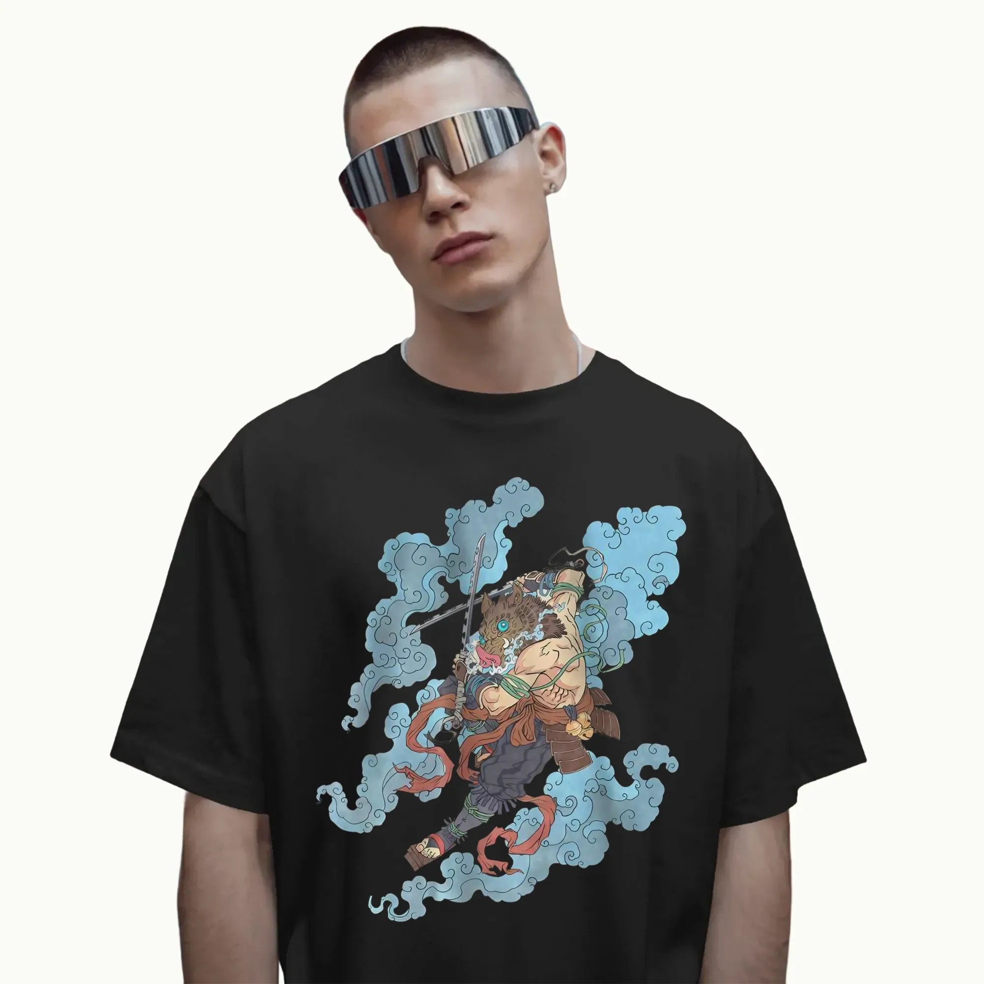 Inosuke Hashibira Ukiyo-e Demon Slayer Traditional Japanese Print Anime T Shirt