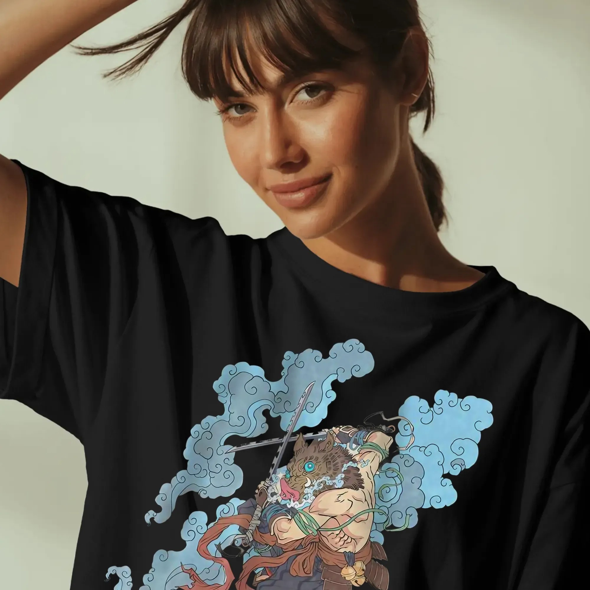 Inosuke Hashibira Ukiyo-e Demon Slayer Traditional Japanese Print Anime T Shirt