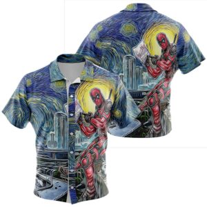 Deadpool Starry Night All Over Print Button Up Hawaiian Shirt