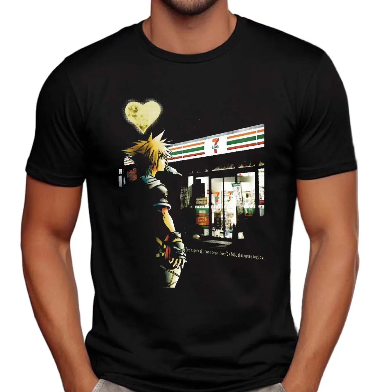 Kingdom Hearts Sora At 7 Eleven Convenience Store I've Learned That Deep Down There's A LIght That Never Goes Out Parody Mashup T Shirt