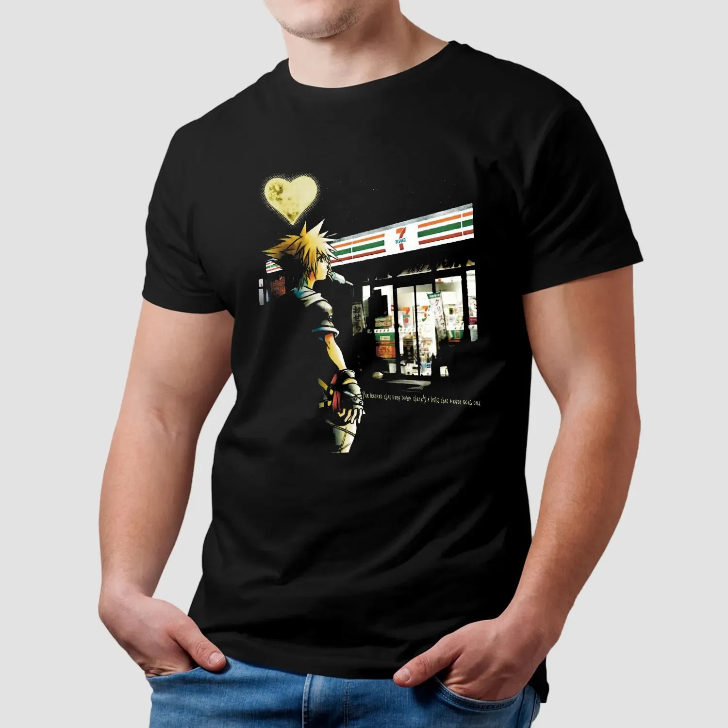 Kingdom Hearts Sora At 7 Eleven Convenience Store I've Learned That Deep Down There's A LIght That Never Goes Out Parody Mashup T Shirt
