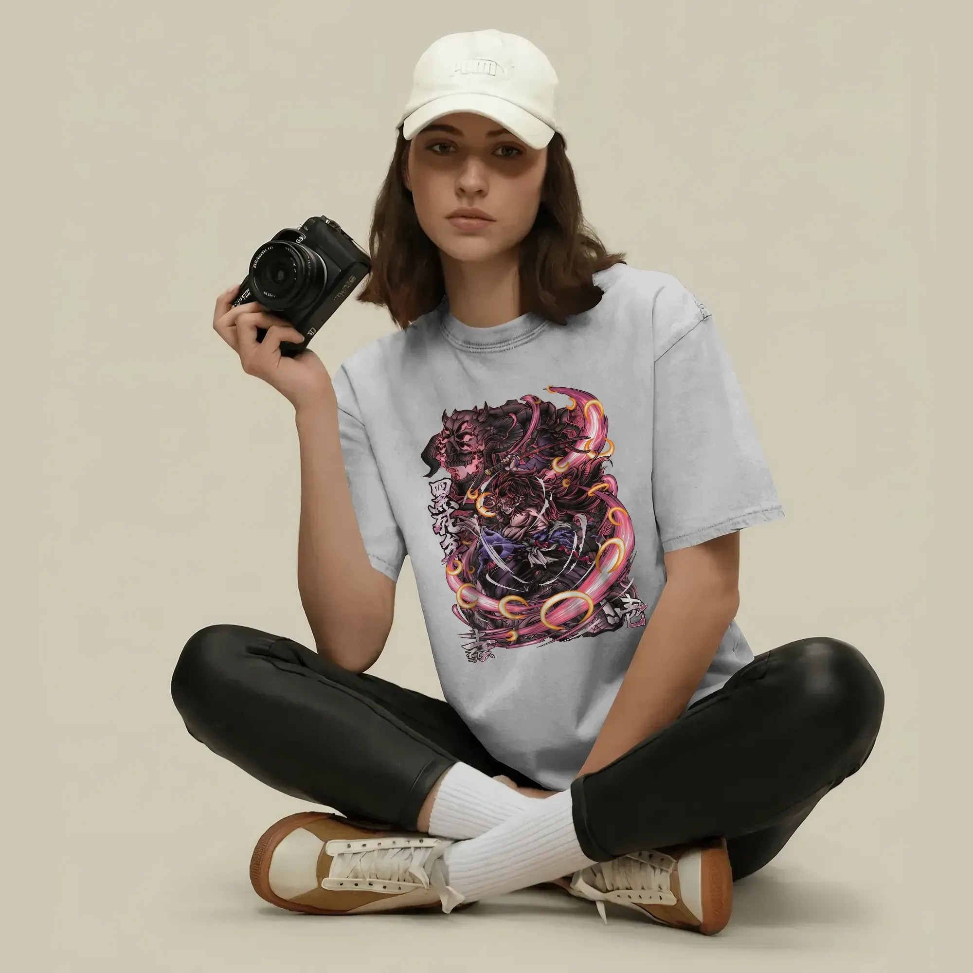 Kokushibo Demon Slayer Upper Moon One Demon Form Skull Aura Graphic T Shirt