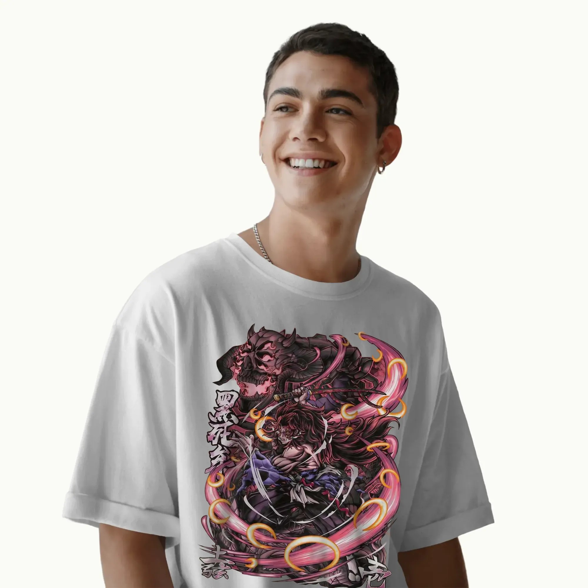 Kokushibo Demon Slayer Upper Moon One Demon Form Skull Aura Graphic T Shirt