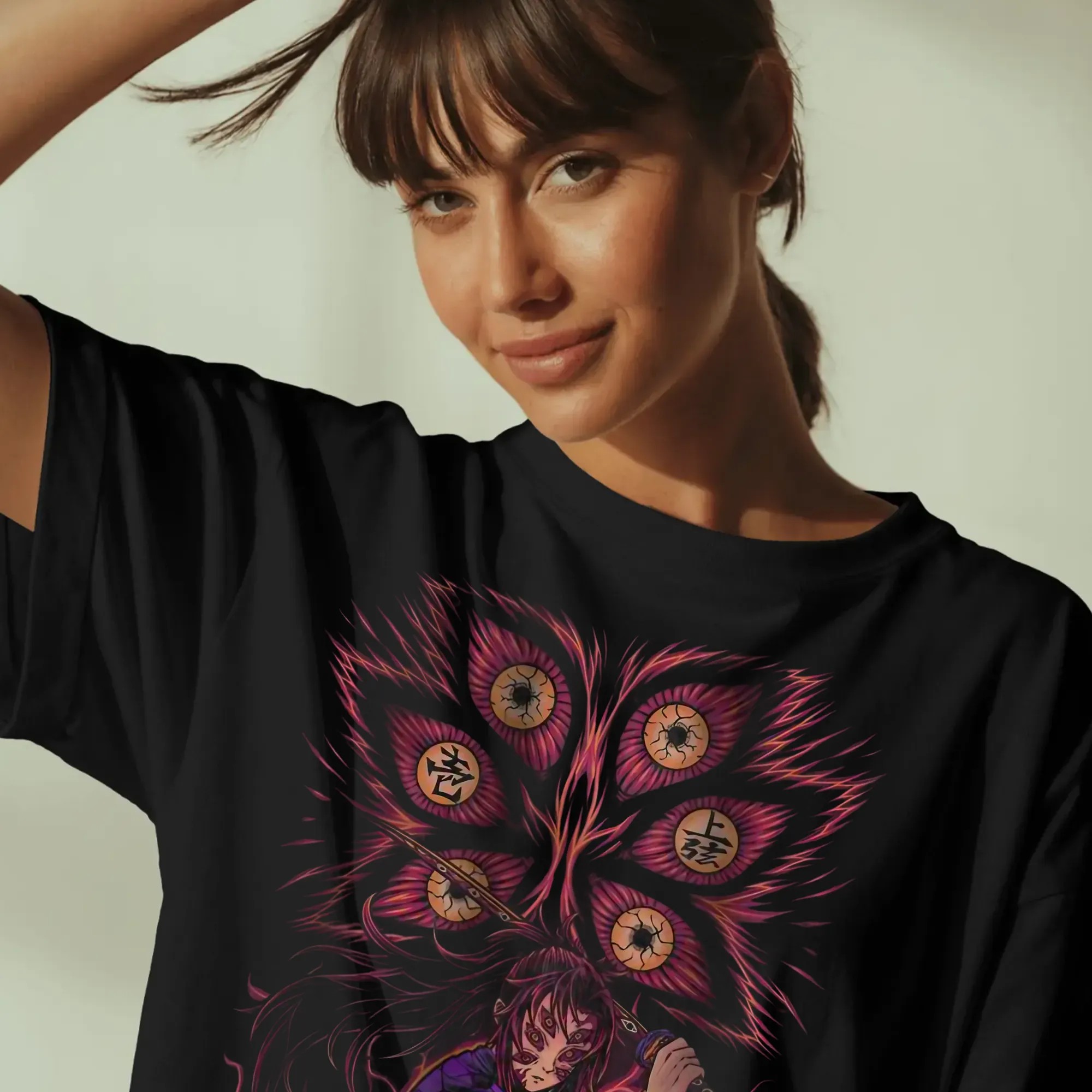 Kokushibo Upper Moon One Multi-eyes Demon Dark Fantasy Demon Slayer Anime T Shirt