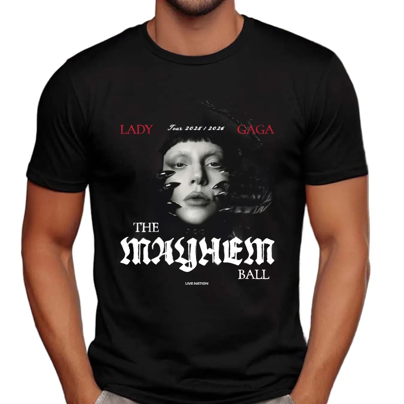 Lady Gaga 2025-2026 The Mayhem Ball Live Nation Concert T Shirt