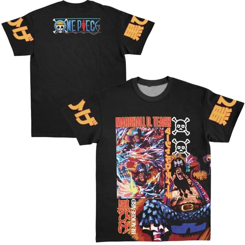 Marshall D Teach V2 Blackbeard One Piece Extra Print - Large Print - Sleeve Print 2 Sides T Shirt