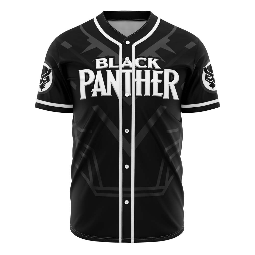 Marvel Black Panther Wakanda Forever Superhero Graphic Button Up Baseball Jersey