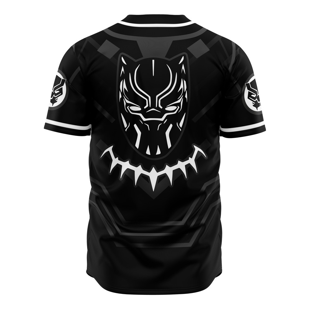 Marvel Black Panther Wakanda Forever Superhero Graphic Button Up Baseball Jersey