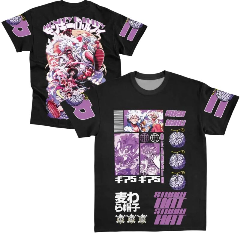 Monkey D Luffy Gear 5th V4 One Piece Streetwear Extra Print 2 Sides T Shirt