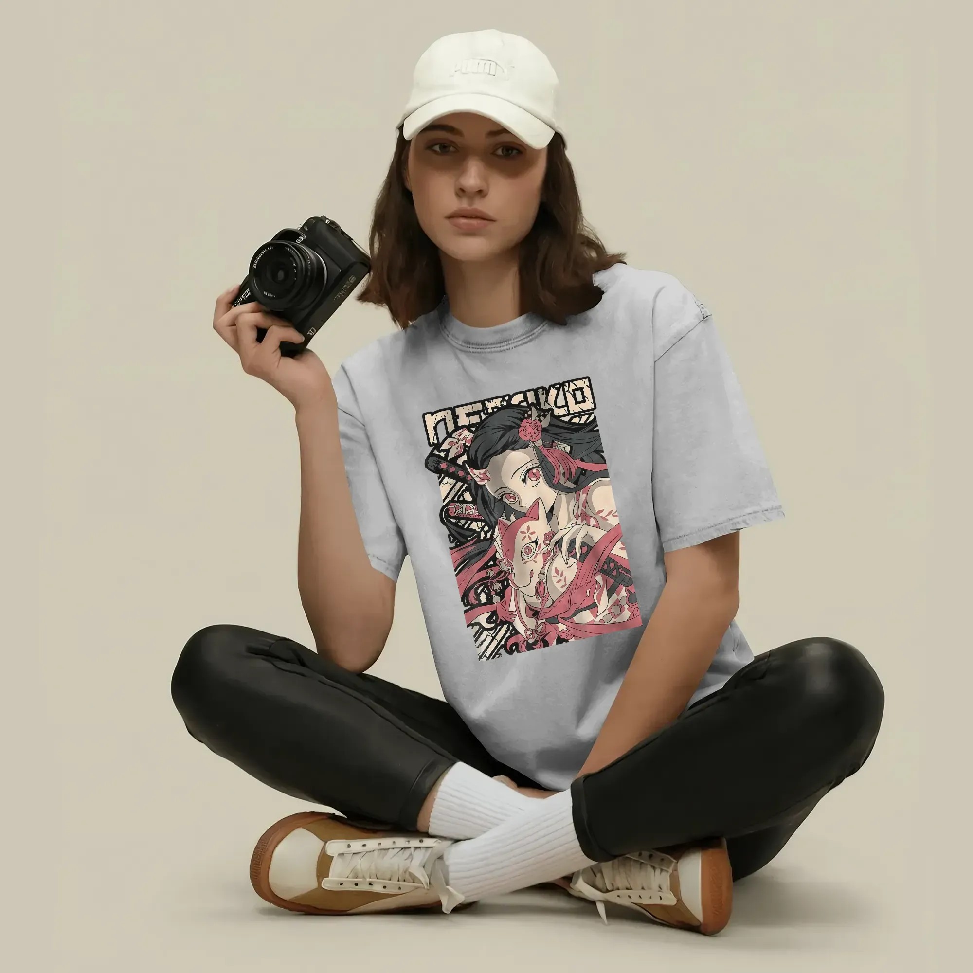 Nezuko Demon Slayer Anime Kimetsu no Yaiba Fox Mask Graphic Otaku Cosplay Fans T Shirt