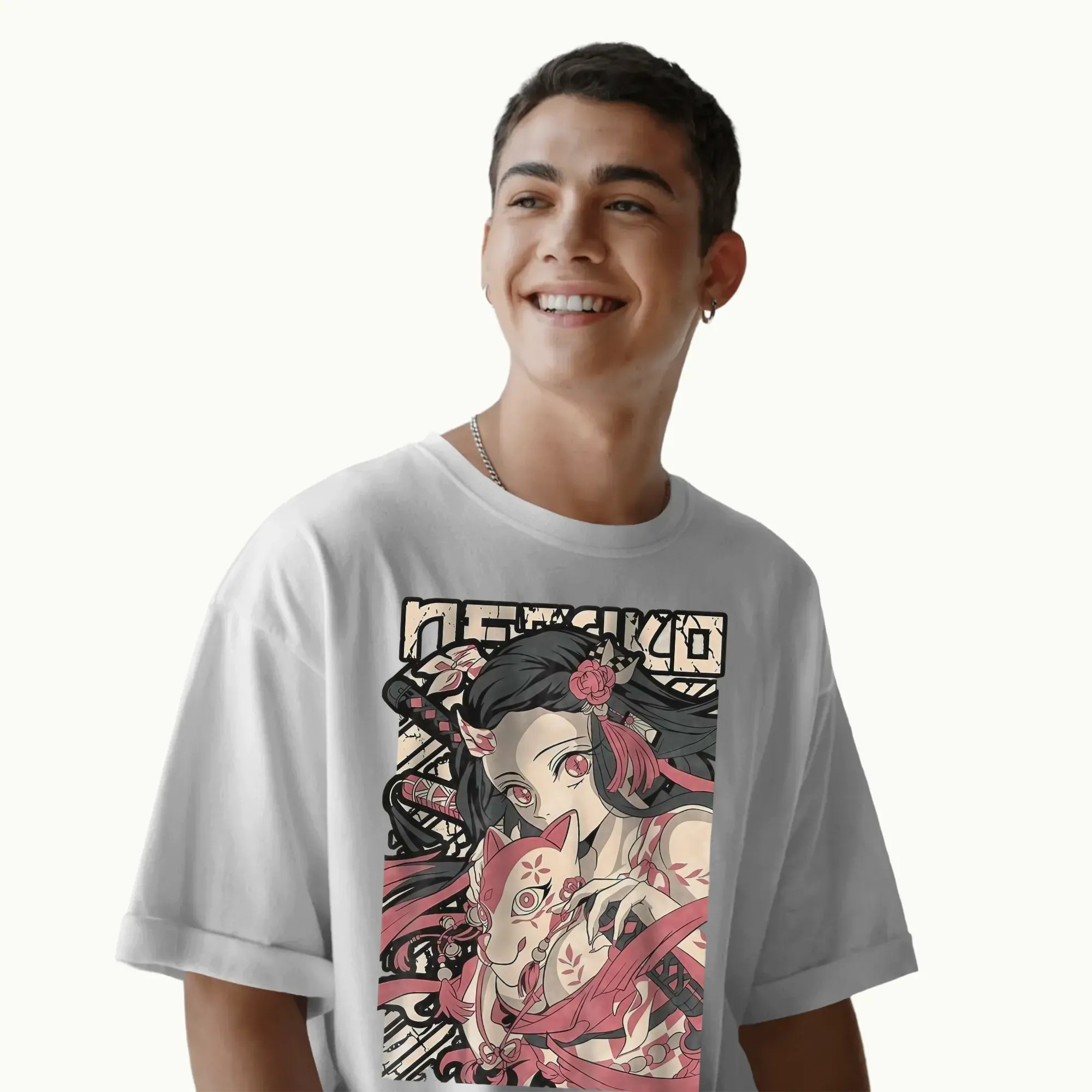 Nezuko Demon Slayer Anime Kimetsu no Yaiba Fox Mask Graphic Otaku Cosplay Fans T Shirt