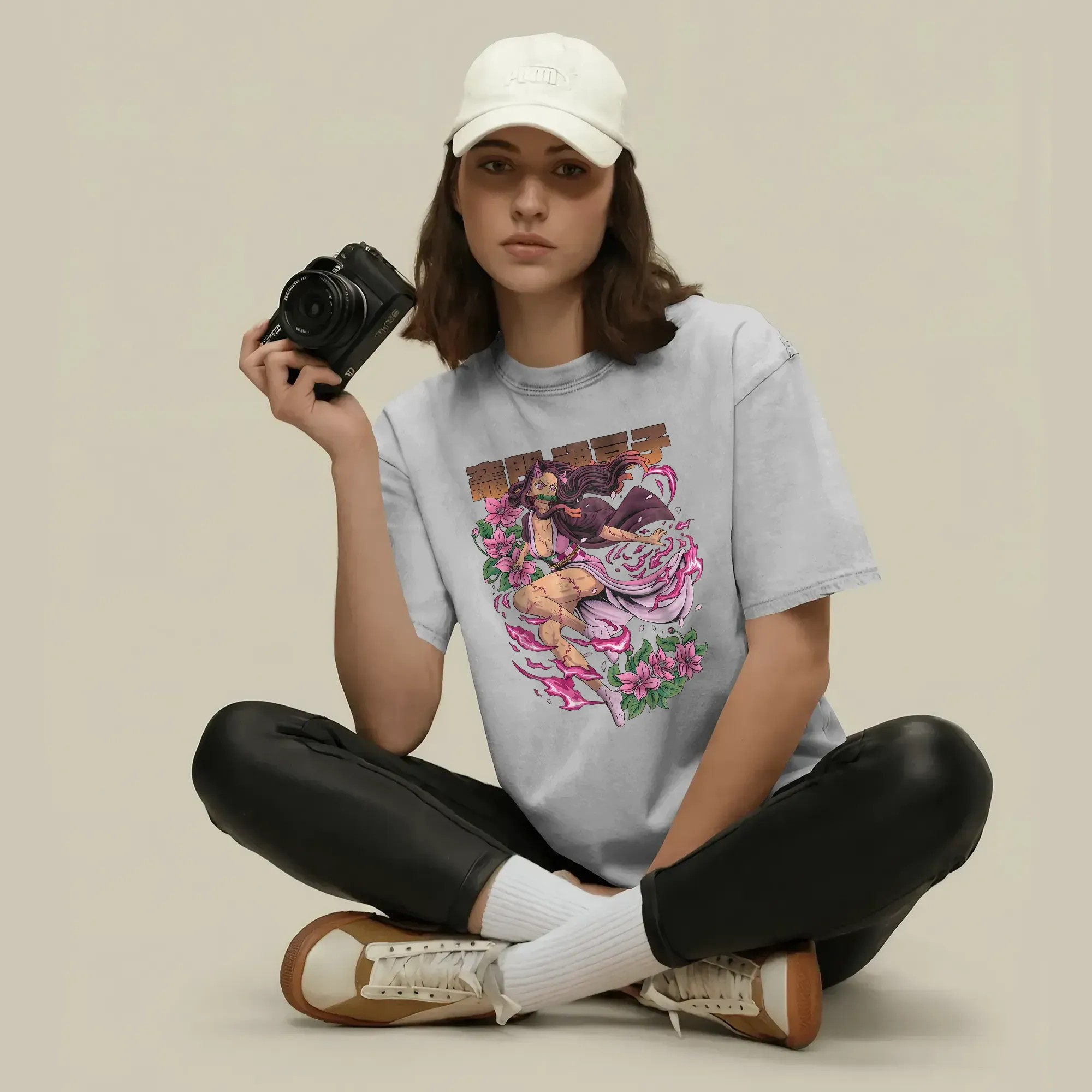 Nezuko Kamado Demon Slayer Demon Form Flowers Anime T Shirt