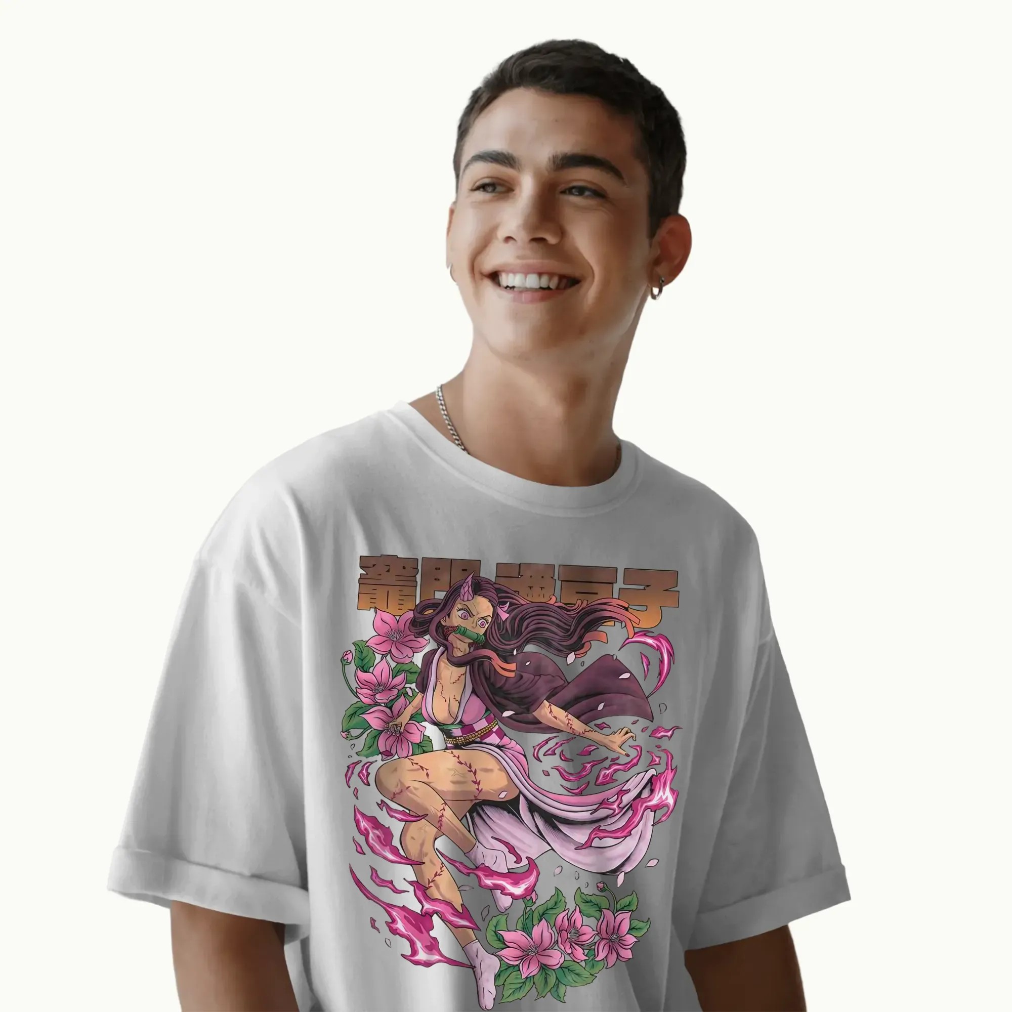 Nezuko Kamado Demon Slayer Demon Form Flowers Anime T Shirt