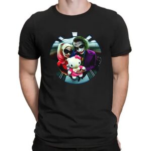 Harley Quinn X Joker X Hello Kitty Elevator Fisheye Lens T Shirt