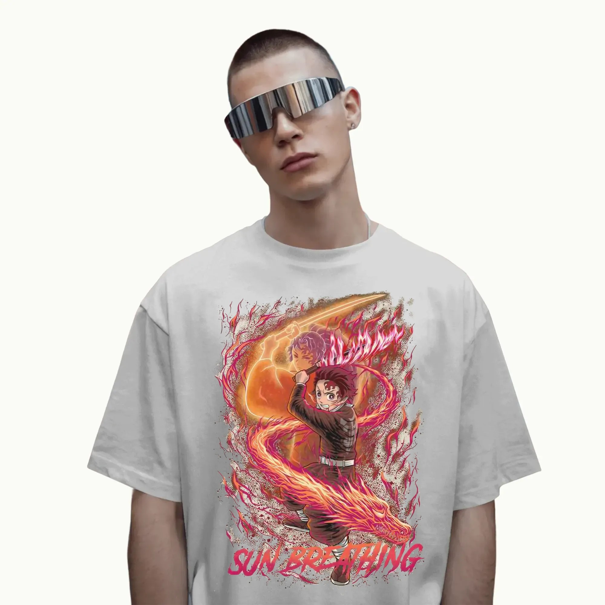 Tanjiro Kamado Hinokami Kagura Sun Breathing Flame Dragon Demon Slayer Anime T Shirt