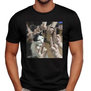 Cat Surrounded By Middle Fingers Meme Shirt