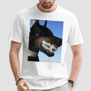 Doberman Iced Out Bling Dog Teeth Meme T Shirt
