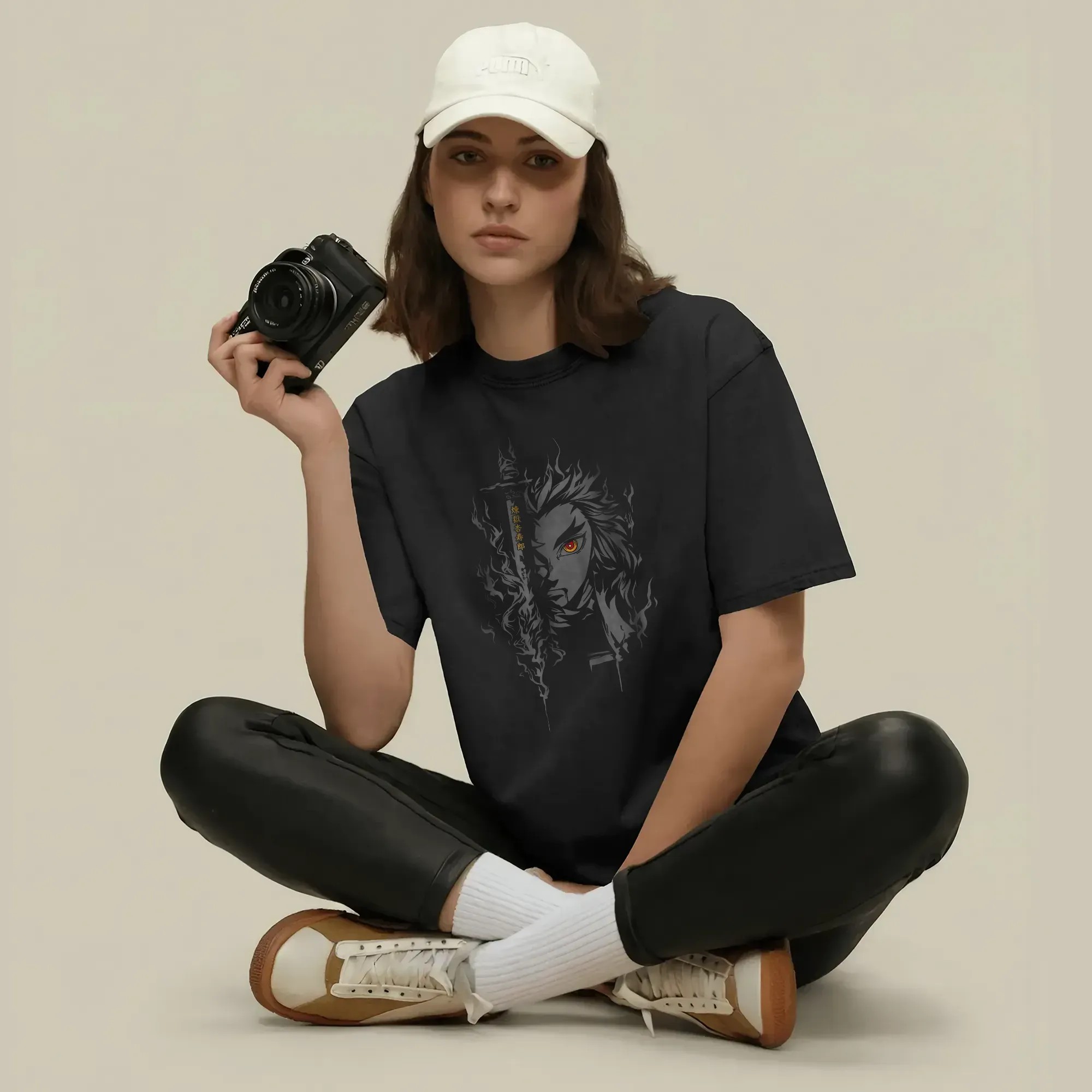 Rengoku Kyojuro Demon Slayer Flame Hashira Dark Minimalist Anime T Shirt