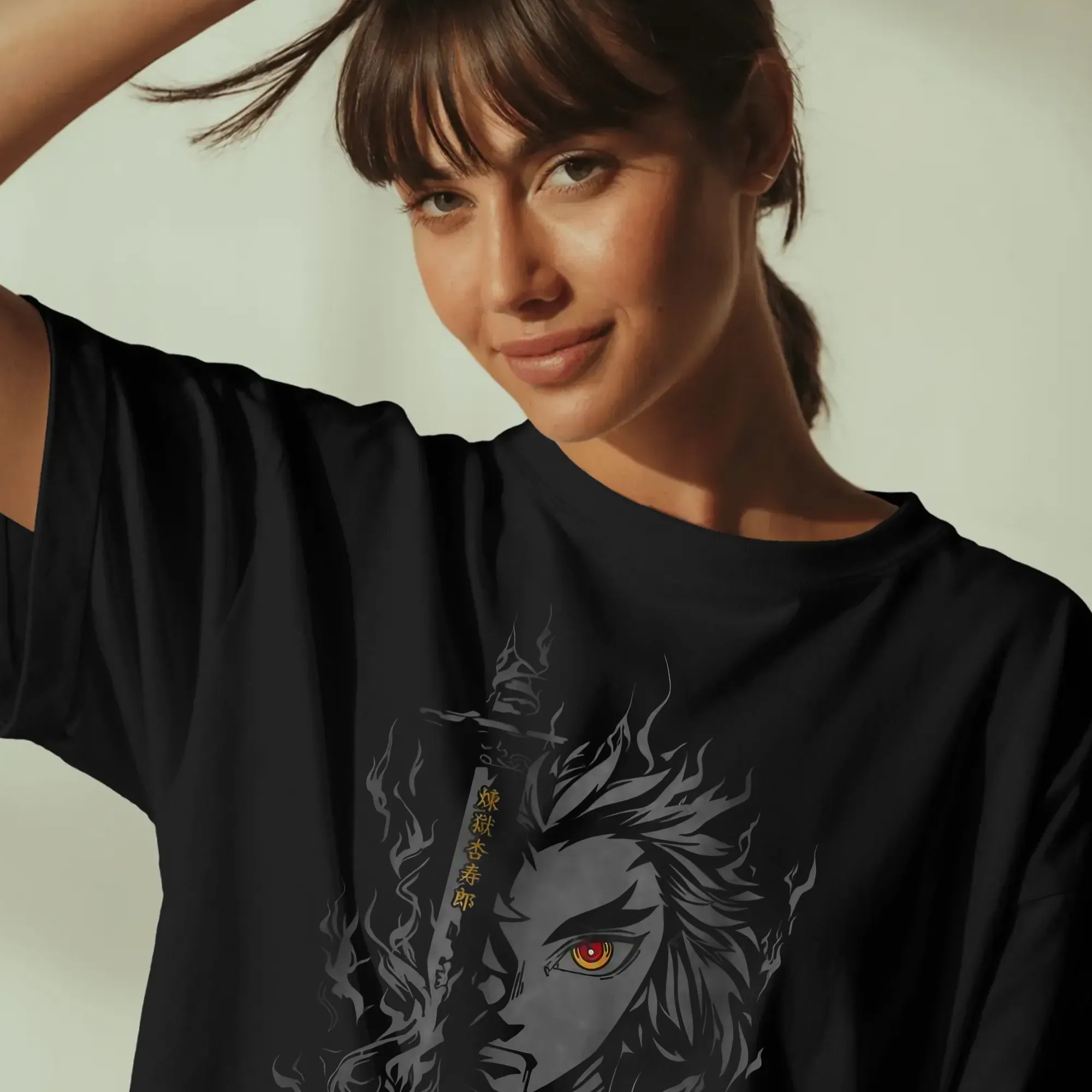 Rengoku Kyojuro Demon Slayer Flame Hashira Dark Minimalist Anime T Shirt