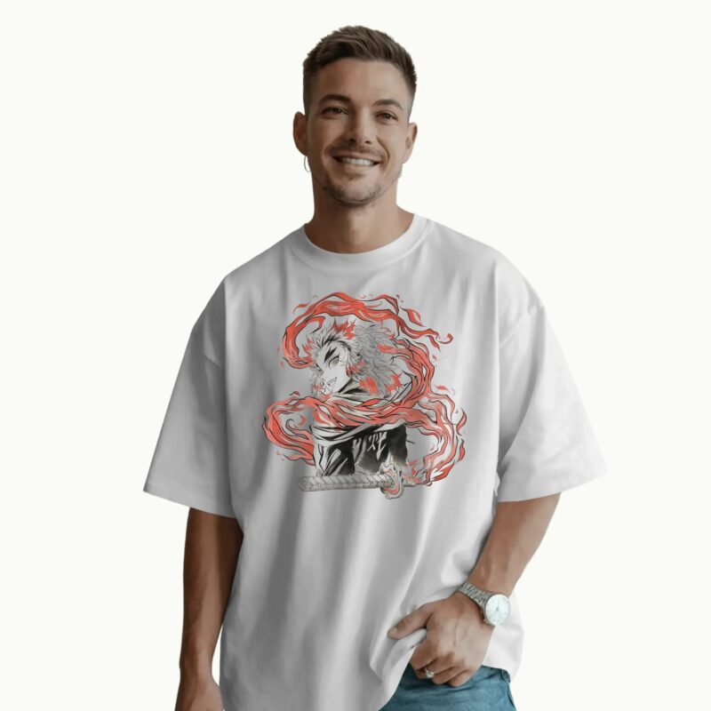 Rengoku Kyojuro Demon Slayer Flame Hashira Fiery Fire Sword Anime Graphic T Shirt