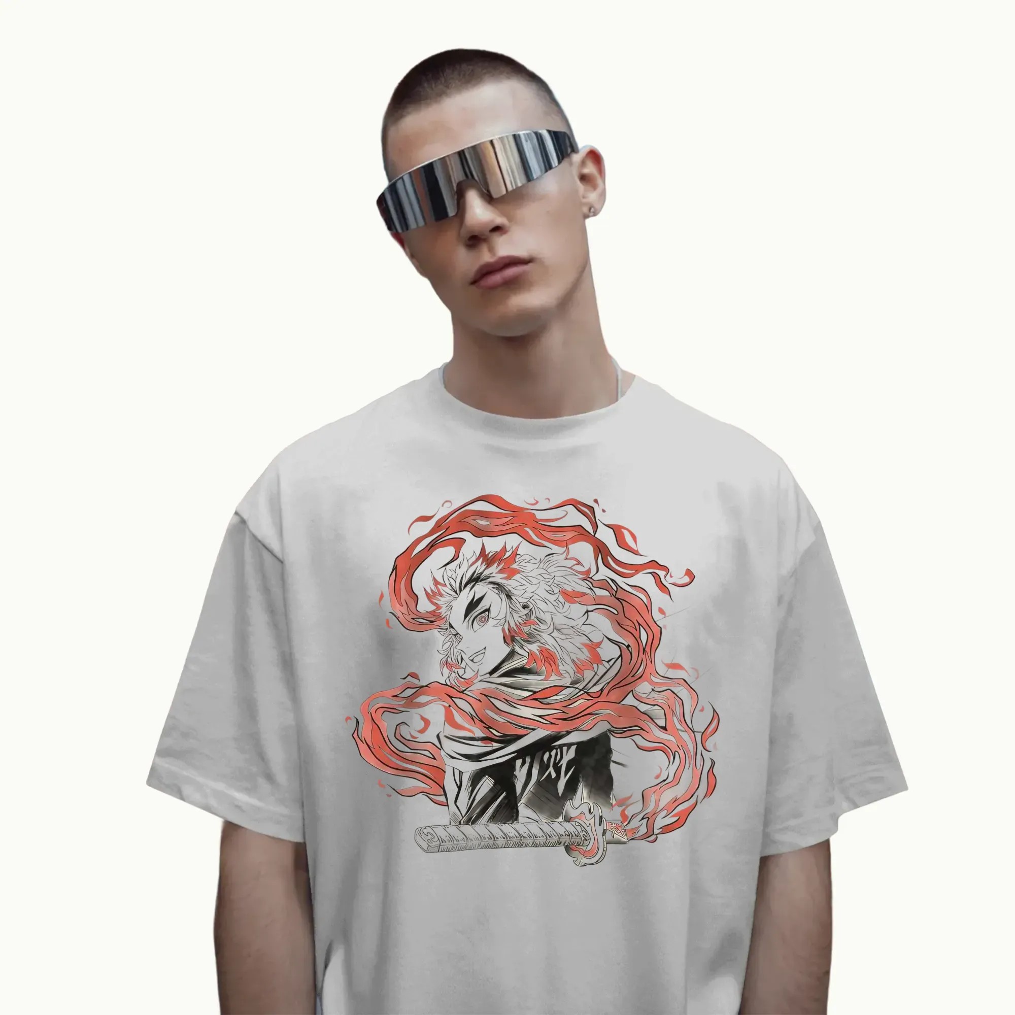 Rengoku Kyojuro Demon Slayer Flame Hashira Fiery Fire Sword Anime Graphic T Shirt