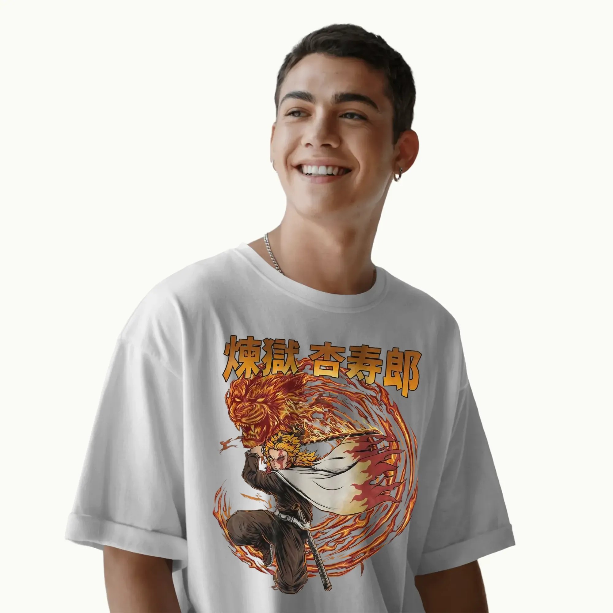 Rengoku Kyojuro Demon Slayer Flame Hashira Fire Lion Attack Anime T Shirt