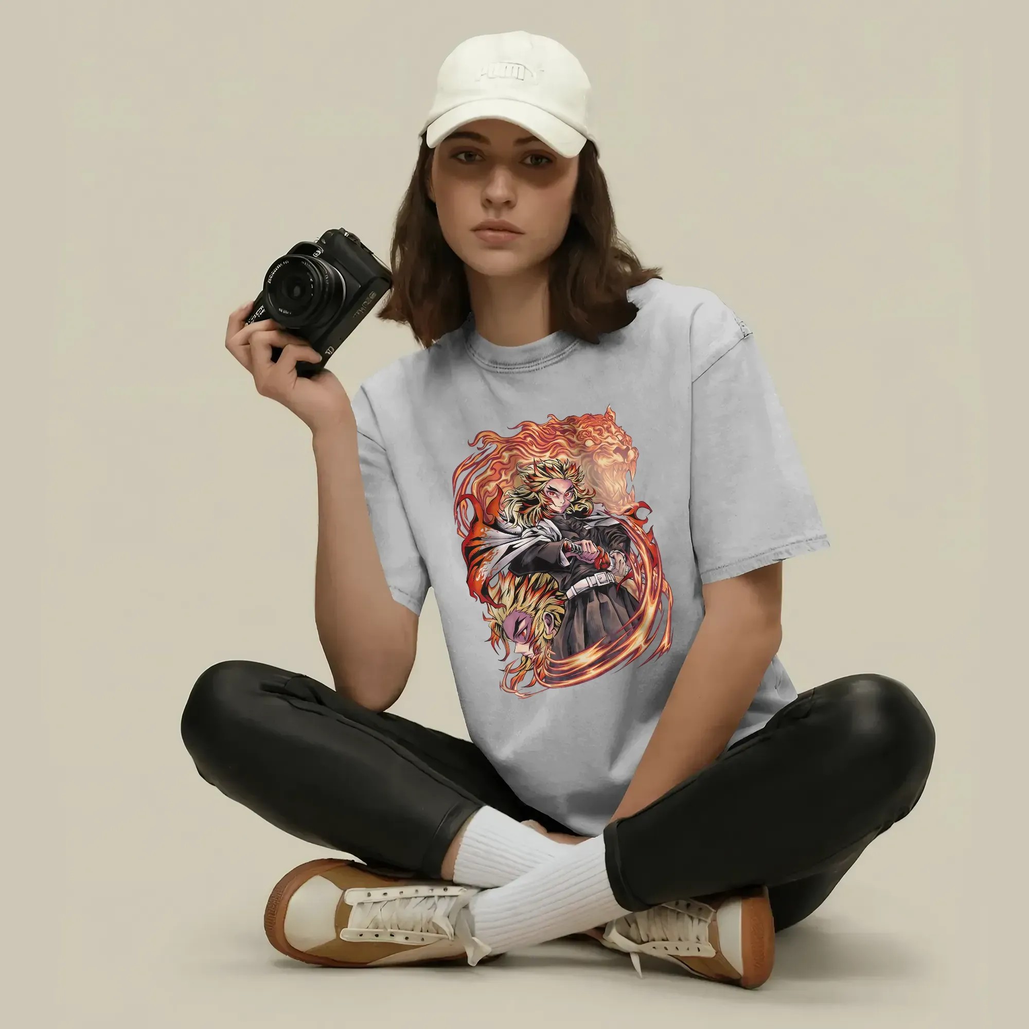 Rengoku Kyojuro Flame Hashira Fire Lion Dual Design Anime T Shirt