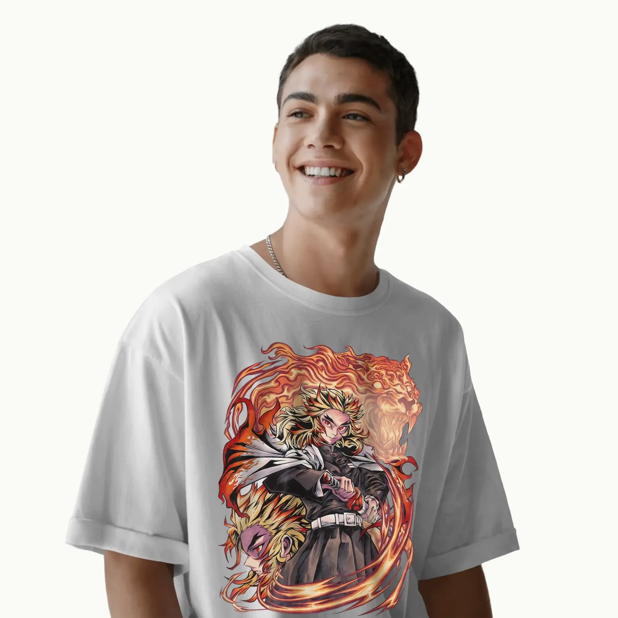 Rengoku Kyojuro Flame Hashira Fire Lion Dual Design Anime T Shirt