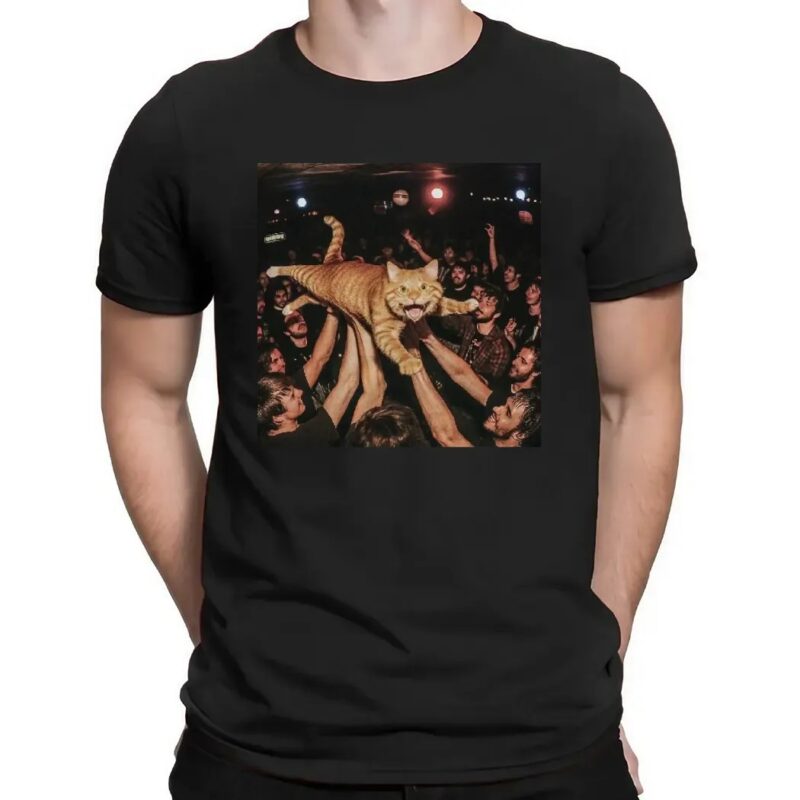 Rock Show Orange Cat Surfing Meme T Shirt