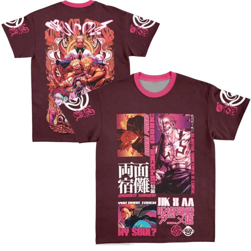 Ryomen Sukuna V2 Jujutsu Kaisen Extra Print - Large Print - Sleeve Print T Shirt