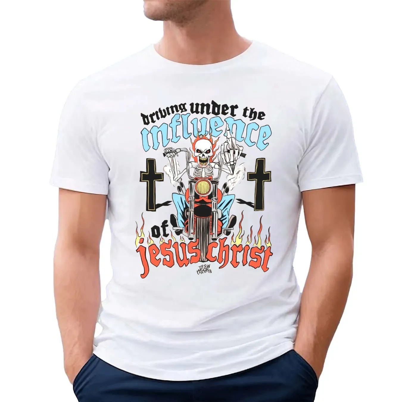 Skeleton Driving Under The Under The Influence Of Jesus Christ T Shirt