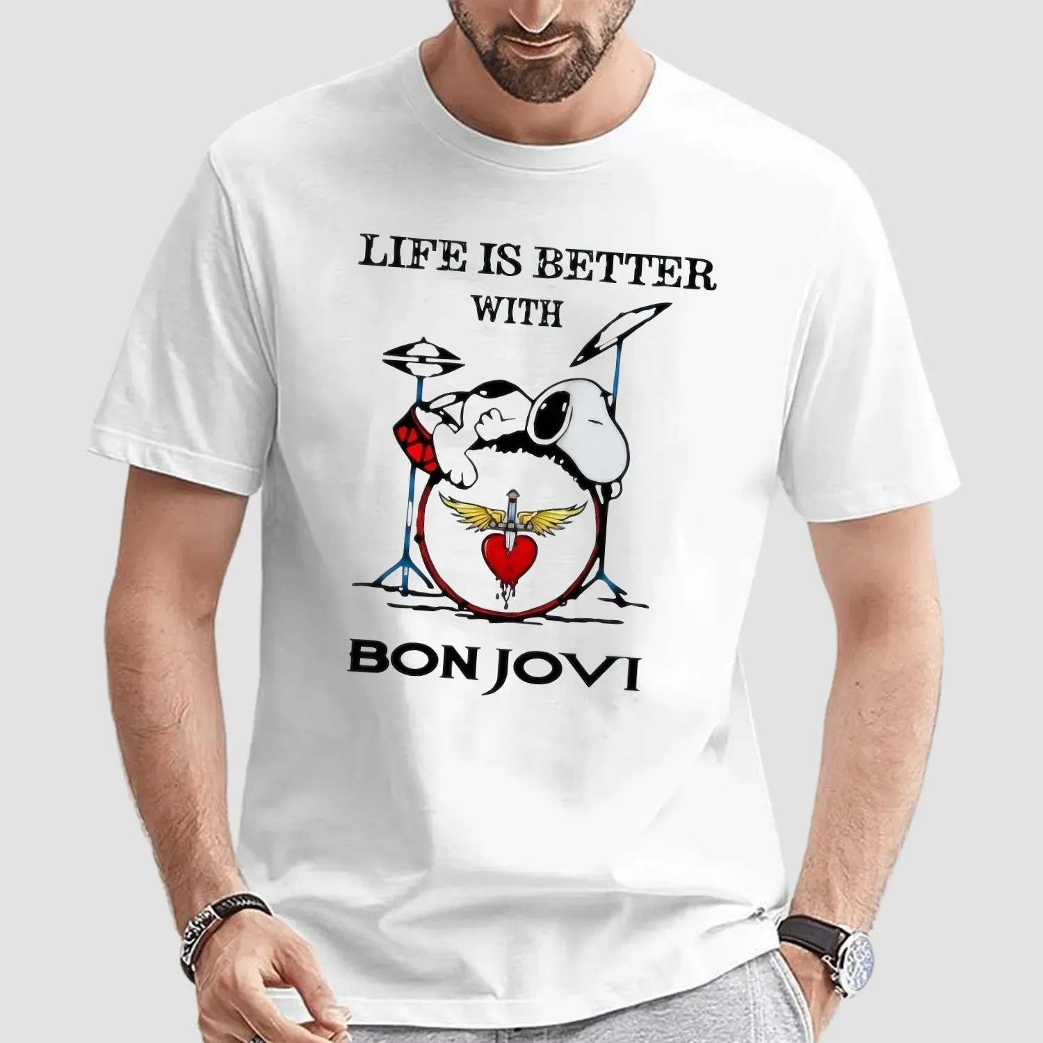 Snoopy The Peanuts Life If Better With Bon Jovi T Shirt