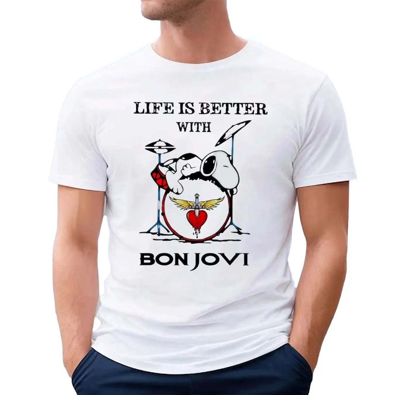 Snoopy The Peanuts Life If Better With Bon Jovi T Shirt